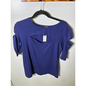 Express Blue Cutout Cold Shoulder Short Sleeve Top XL NWT Boat Neck Blouse